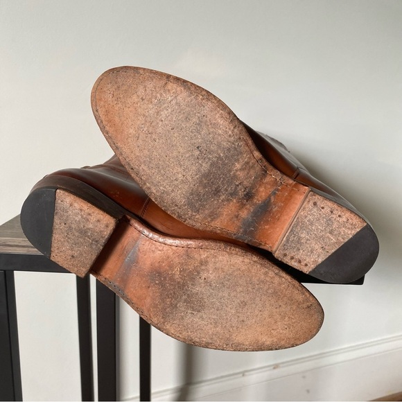 Frye Embroidered Logo Brown Equestrian Tall Riding Boots Back Zipper Size 8 - Picture 7 of 9